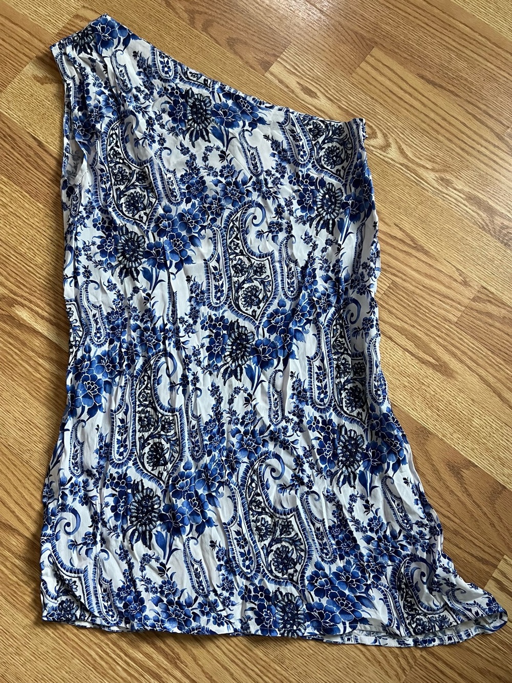 Taj by Sabrina Crippa Demeter One Shoulder Dress FLOWERS & PAISLEYS Size S NWT